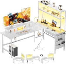 L Shaped Gaming Desk with LED