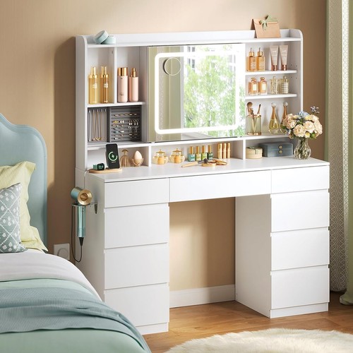 White dressing table with led - table,