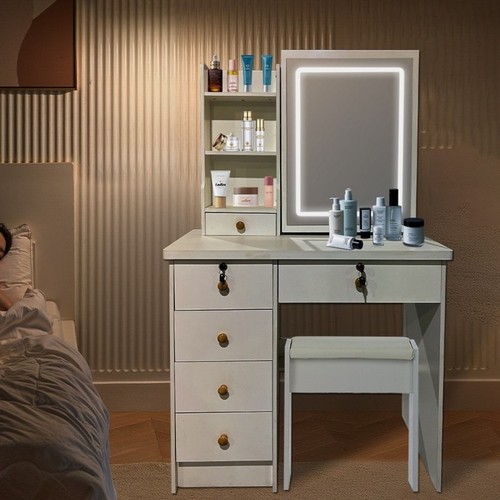 White dressing table with led - dressing,