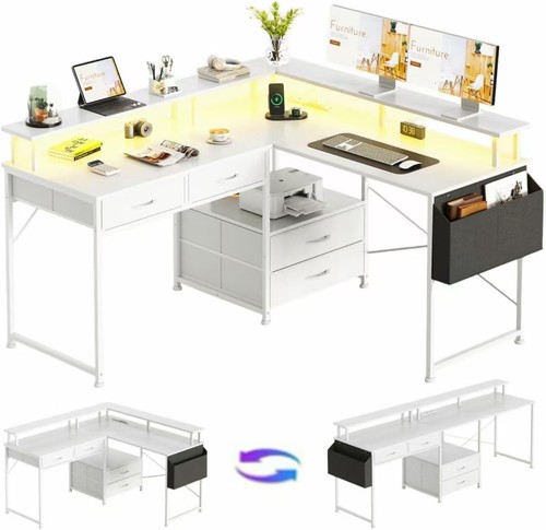 Shaped desk with power - shaped,