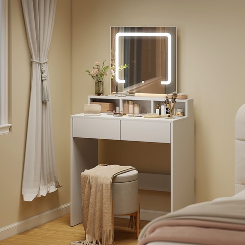 Vanity desk with mirror and - with,